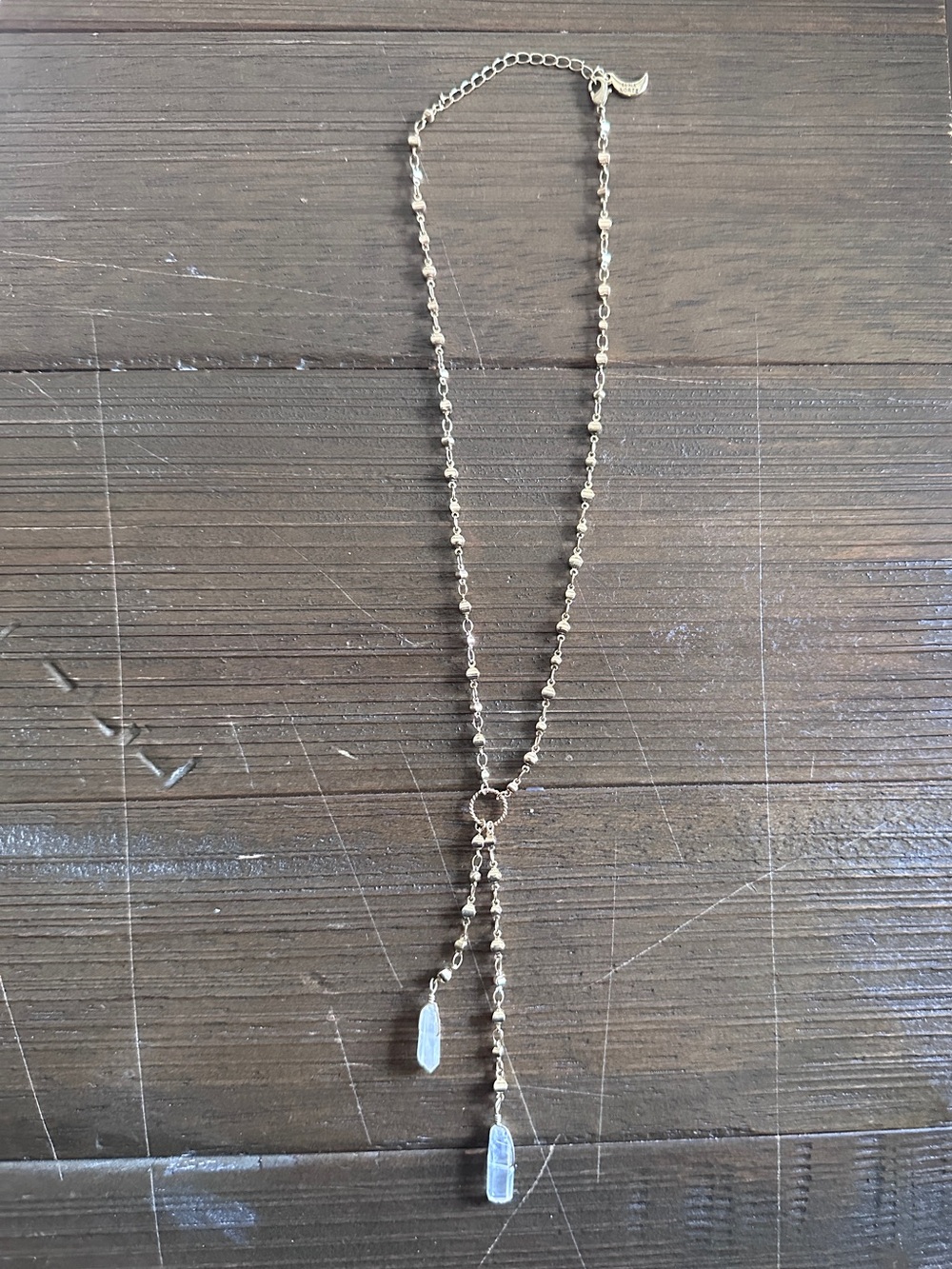 Luna Norte Double Quartz Crystal Rosary Chain Y-Necklace 15-17”